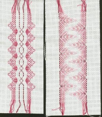 Two huck bookmarks
<p>This is a scan of two as-yet-unfinished huck bookmarks (before I had removed cross threads to make a fringed effect).</p>
Keywords: cross stitch