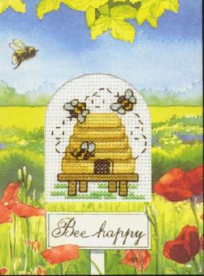 Bee Happy Card
<p>Another card stitched on Aida cloth.&nbsp; I don't remember if this was 14 or 18 count.&nbsp; The beautiful card blank itself was provided with the cover kit.</p>
Keywords: cross stitch