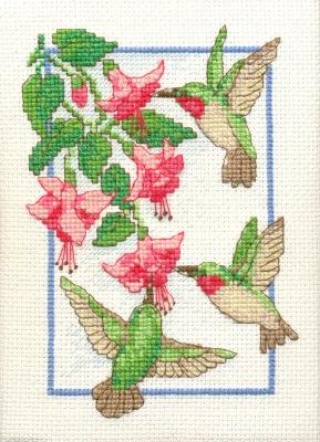 Hummingbirds
<p>This was another kit; I had originally framed it and put it on the wall, then needed the frame for something else!</p>
Keywords: cross stitch