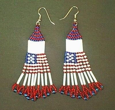 Flag earrings
Brick stitched earrings of my own design.
