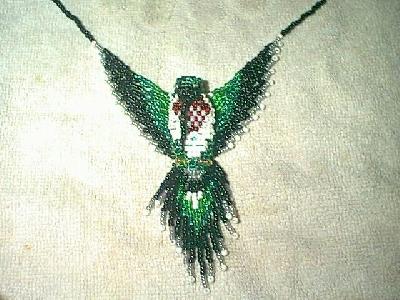 3d Hummingbird picture two
This is a different view of the first 3d hummingbird I made. This design is by Dragonfay at Unique Beaded Jewelry. The pattern was published in Bead & Button some time ago.
