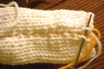 Coming around to the public side
capture the top stitch on both sides of the seam
