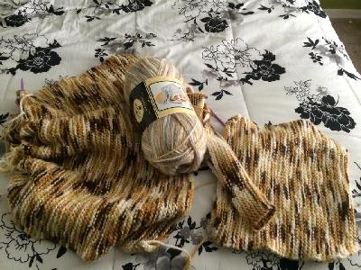 When I ran out of my original yarn
