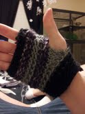 Black, Purple, and Gray Fingerless Glove
Keywords: knitting