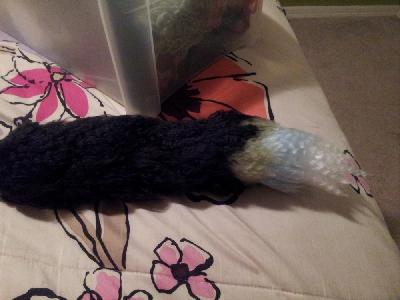 Black Yarn tail with multi color tip

