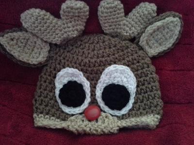 Reindeer hat
<p>Made this hat for my grandson, Trip. Pattern from Sarah Zimmerman @ repeatcrafterme.com. I did make my own antlers and eyes.</p>
