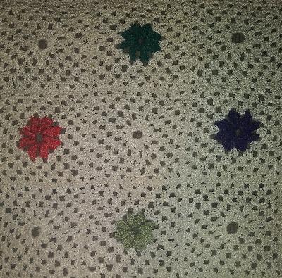 Thread crochet chair back.
<p>Made this from a rose pattern taught to me by my Grandma when I was about 8 yrs old. I crocheted many of these roses for afghans from yarn. This time I thought, 