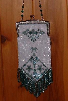 Back view of peyoted beaded purse
