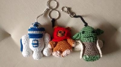 R2-D2, Ewok and Yoda
